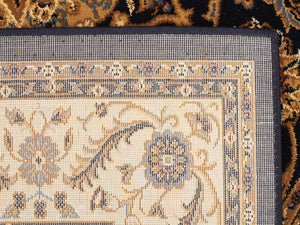 Medallion Rug Navy with Ivory Border Runner - Floorsome - Traditional