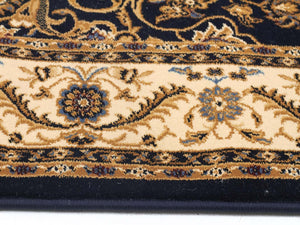 Medallion Rug Navy with Ivory Border Runner - Floorsome - Traditional