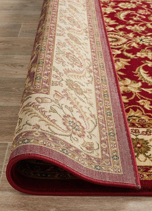 Medallion Rug Red with Ivory Border - Floorsome - Traditional