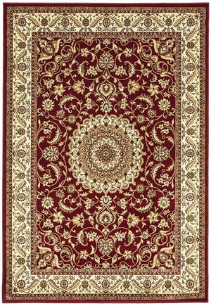 Medallion Rug Red with Ivory Border - Floorsome - Traditional