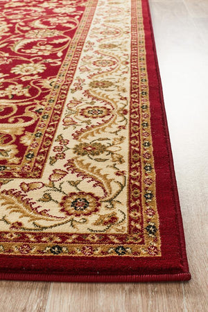 Medallion Rug Red with Ivory Border - Floorsome - Traditional