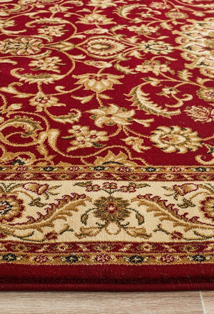 Medallion Rug Red with Ivory Border - Floorsome - Traditional