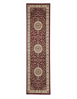 Medallion Rug Red with Ivory Border Runner - Floorsome - Traditional