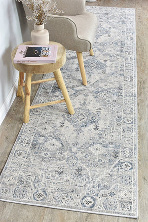 Medina Blue L.Grey Runner Rug 0320C - Floorsome - RUNNER