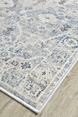 Medina Blue L.Grey Runner Rug 0320C - Floorsome - RUNNER