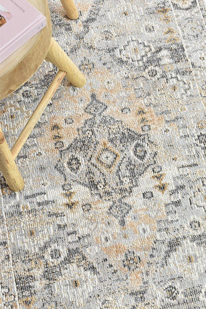 Medina Grey Mustard Runner Rug 0320C - Floorsome - RUNNER