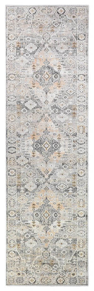 Medina Grey Mustard Runner Rug 0320C - Floorsome - RUNNER