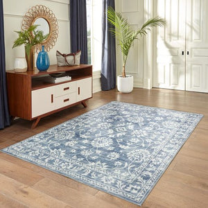 Megan Blue Machine Washable Rug - Floorsome - Modern