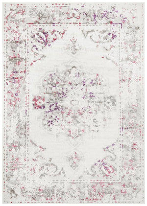 Metro 602 Transitional Rug White Pink Grey - Floorsome - Modern