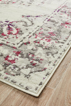 Metro 602 Transitional Rug White Pink Grey - Floorsome - Modern