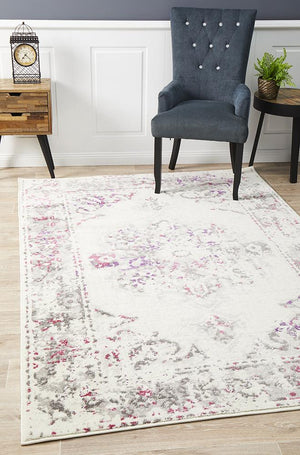 Metro 602 Transitional Rug White Pink Grey - Floorsome - Modern