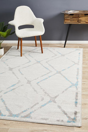 Metro 606 Contemporary Diamond Rug Grey Blue - Floorsome - Modern