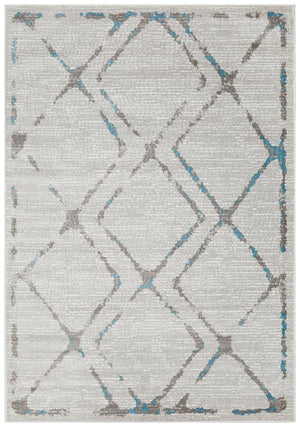 Metro 606 Contemporary Diamond Rug Grey Blue - Floorsome - Modern