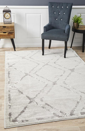 Metro 606 Contemporary Diamond Rug Silver Grey - Floorsome - Modern