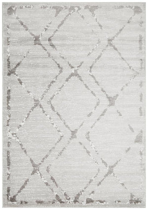 Metro 606 Contemporary Diamond Rug Silver Grey - Floorsome - Modern