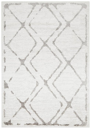 Metro 606 Contemporary Diamond Rug White Grey - Floorsome - Modern