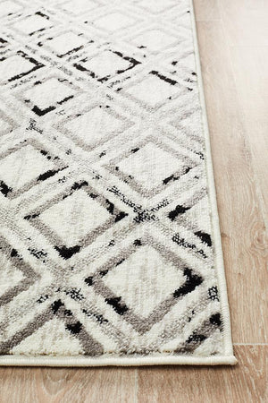 Metro 607 Modern Rug White Black Grey - Floorsome - Modern