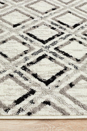 Metro 607 Modern Rug White Black Grey - Floorsome - Modern