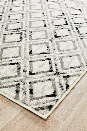 Metro 607 Modern Rug White Black Grey - Floorsome - Modern