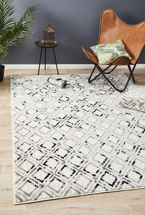 Metro 607 Modern Rug White Black Grey - Floorsome - Modern