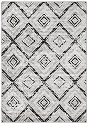 Metro 616 Geo Diamonds Rug Grey Black - Floorsome - Modern