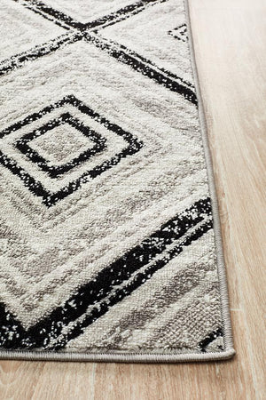 Metro 616 Geo Diamonds Rug Grey Black - Floorsome - Modern