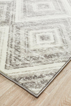 Metro 616 Geo Diamonds Rug Silver Grey - Floorsome - Modern