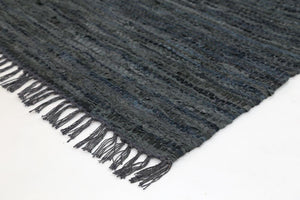 Metro Grey Modern Leather Rug - Floorsome - Flatweave