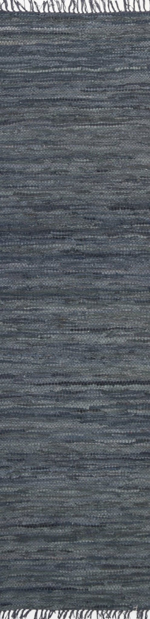 Metro Grey Modern Leather Rug - Floorsome - Flatweave