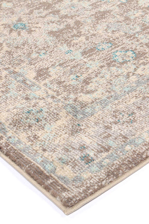 Micah Grey/Sky Blue Floral Rug - Floorsome - Rug