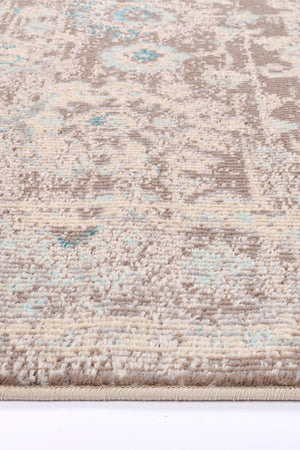 Micah Grey/Sky Blue Floral Rug - Floorsome - Rug