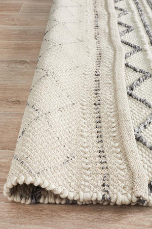 Milly Textured Woollen Rug White Grey - Floorsome - Modern