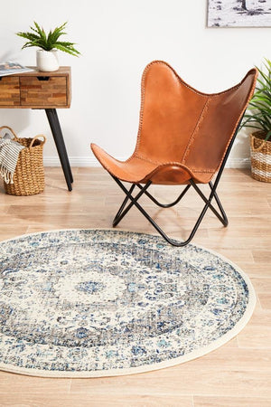 Mist White Transitional Round Rug - Floorsome - Modern