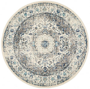 Mist White Transitional Round Rug - Floorsome - Modern