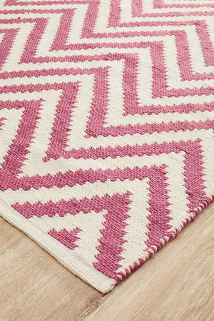 Modern Flatweave Chevron Design Pink Rug - Floorsome - Modern