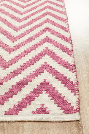 Modern Flatweave Chevron Design Pink Rug - Floorsome - Modern