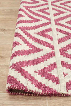 Modern Flatweave Chevron Design Pink Rug - Floorsome - Modern