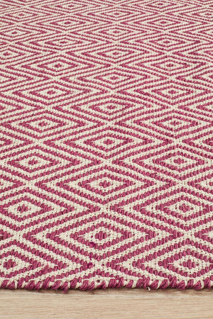 Modern Flatweave Diamond Design Pink Rug - Floorsome - Modern