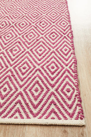 Modern Flatweave Diamond Design Pink Rug - Floorsome - Modern