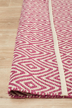 Modern Flatweave Diamond Design Pink Rug - Floorsome - Modern