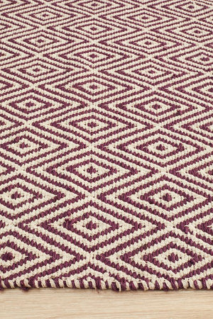 Modern Flatweave Diamond Design Purple Rug - Floorsome - Modern