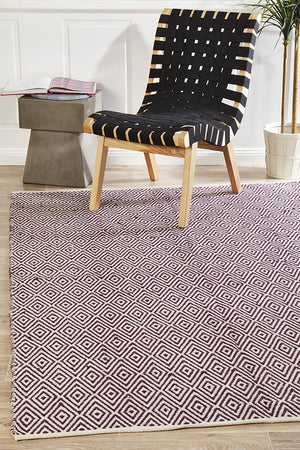 Modern Flatweave Diamond Design Purple Rug - Floorsome - Modern