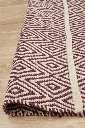 Modern Flatweave Diamond Design Purple Rug - Floorsome - Modern