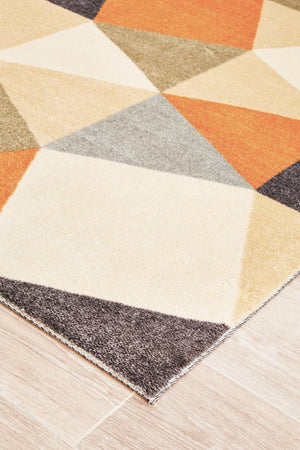 Modern Pixels Rug Rust Grey Blue - Floorsome - Modern