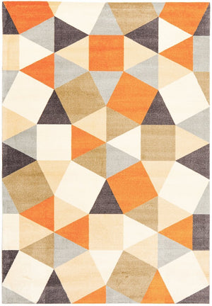 Modern Pixels Rug Rust Grey Blue - Floorsome - Modern