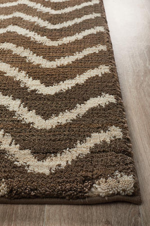 Moroccan Chevron Design Rug Brown Beige - Floorsome - Modern