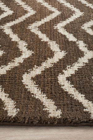 Moroccan Chevron Design Rug Brown Beige - Floorsome - Modern