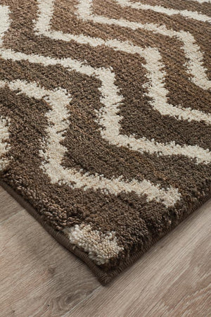 Moroccan Chevron Design Rug Brown Beige - Floorsome - Modern