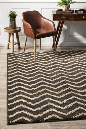 Moroccan Chevron Design Rug Brown Beige - Floorsome - Modern