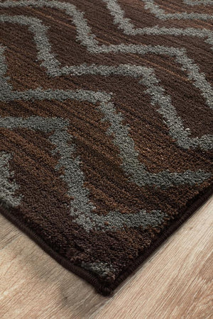 Moroccan Chevron Design Rug Brown Grey - Floorsome - Modern